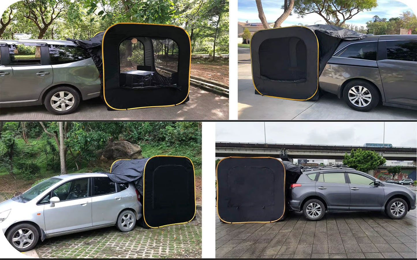 Black Water Proof Anti-Uv Cube Pop-Up Cabin Car Rear Tent Car Tail Tent Pop up Suv Car Tailgate Tent