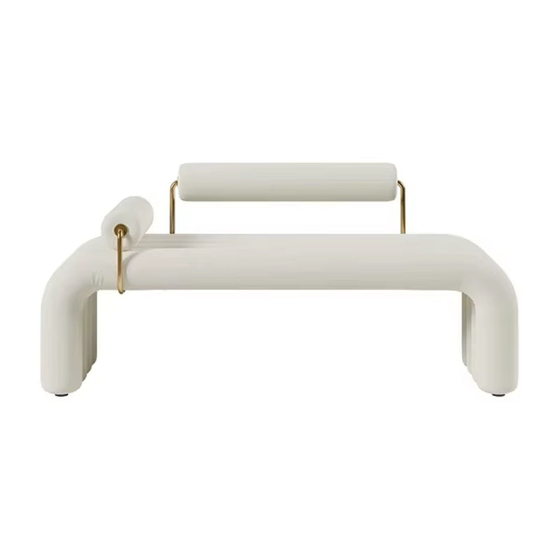 Cream Style Light Luxury Metal Fabric Sofa Stool Nordic Model Bedroom Bed End Stool Fashion Stainless Steel Shoe Stool Sofa
