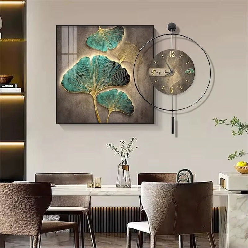 Modern Luxury Restaurant Decorative Painting Abstract Table Clock Hanging Painting Simple Living Room Mural Wall Clock
