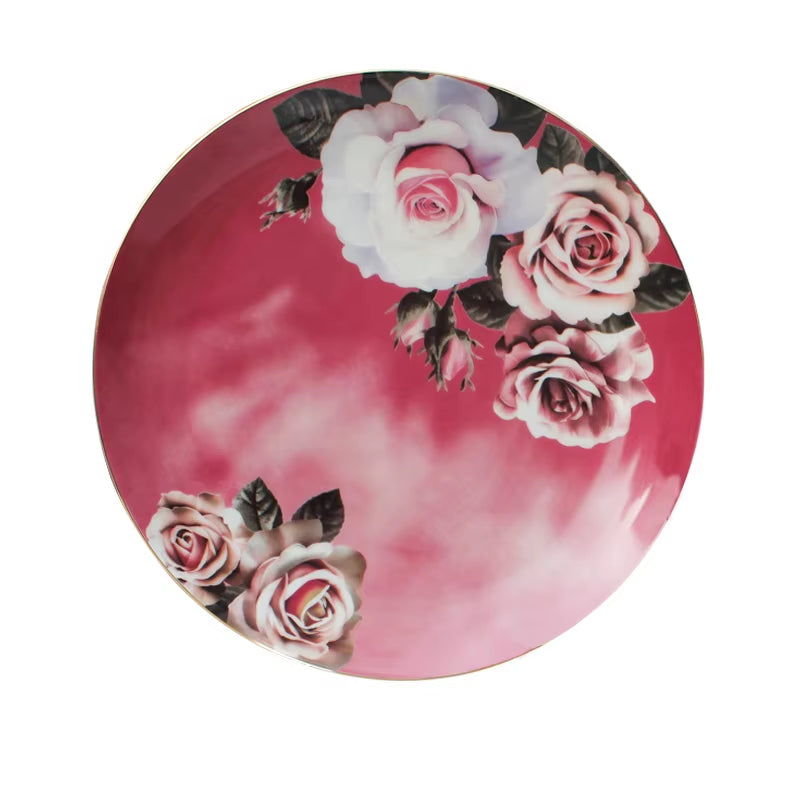 4 Pcs Dinner Set Wholesale Flower Decal Tableware Bone China Dinner Set for Wedding