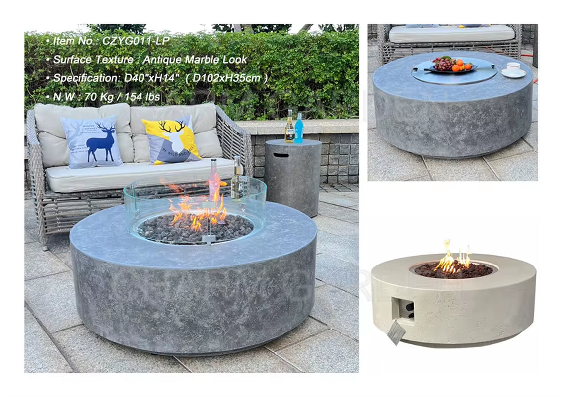Glass Fiber Reinforced Concrete Outdoor Coffee Fire Pit Table CZYG011