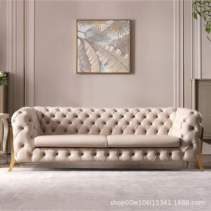 European Style Simple Design Bubble Sofa Set Living Room Button Sofa Velvet Sectional Sofa