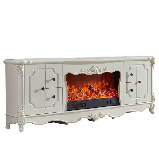 2.0M Luxurious Style White Short Electric Fireplace with Tv Stand