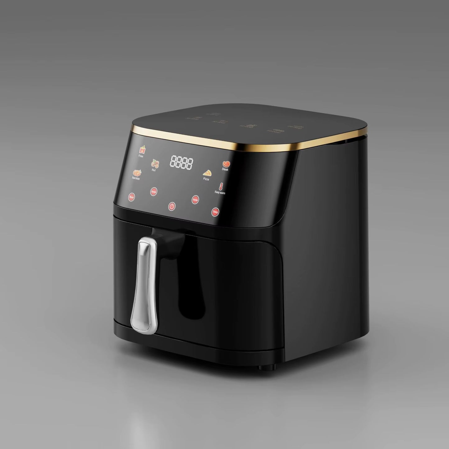 8L Silver Crest Air Fryer 8 Liter Deep Stainless Steel Square Steam Oven with Digital Control Air Fryer Oven for Household Use
