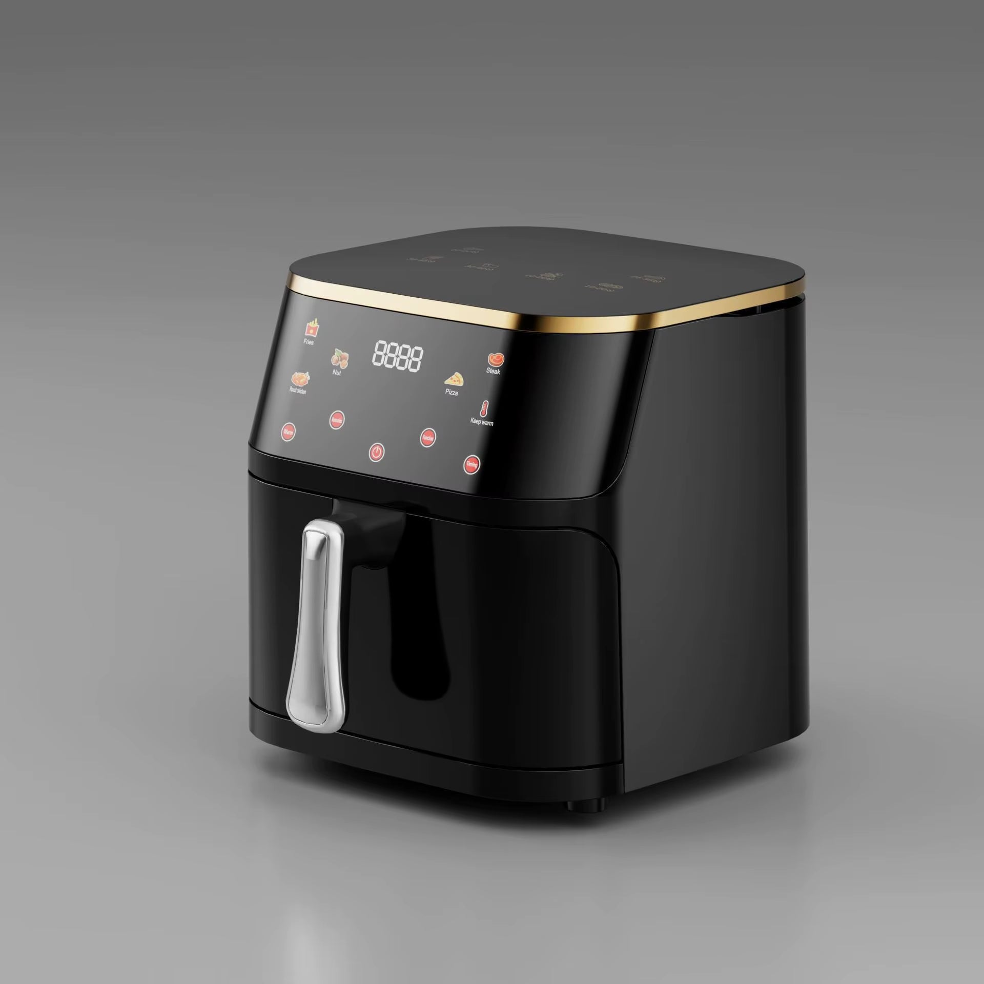 8L Silver Crest Air Fryer 8 Liter Deep Stainless Steel Square Steam Oven with Digital Control Air Fryer Oven for Household Use