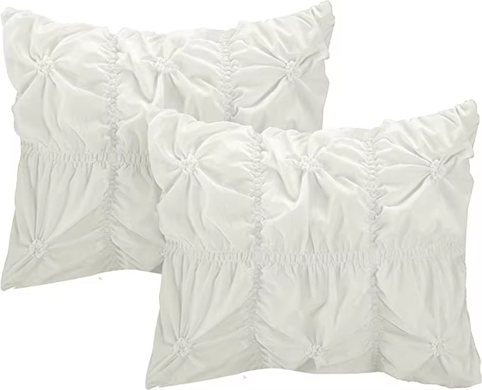 Chic Home Comforter Set Floral Pinch Pleated Ruffled Designer Embellished Bed Skirt, King, White