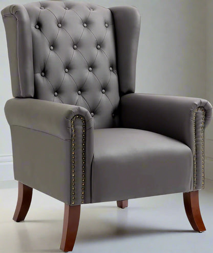 Contemporary PU Leather Accent Chair with Tufted Wingback Design for Living Room