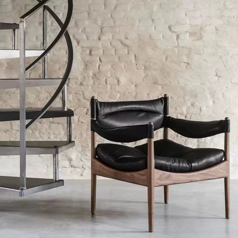 Contemporary Black Luxury Leather Modern Armchair - In Stock at Factory Outlet
