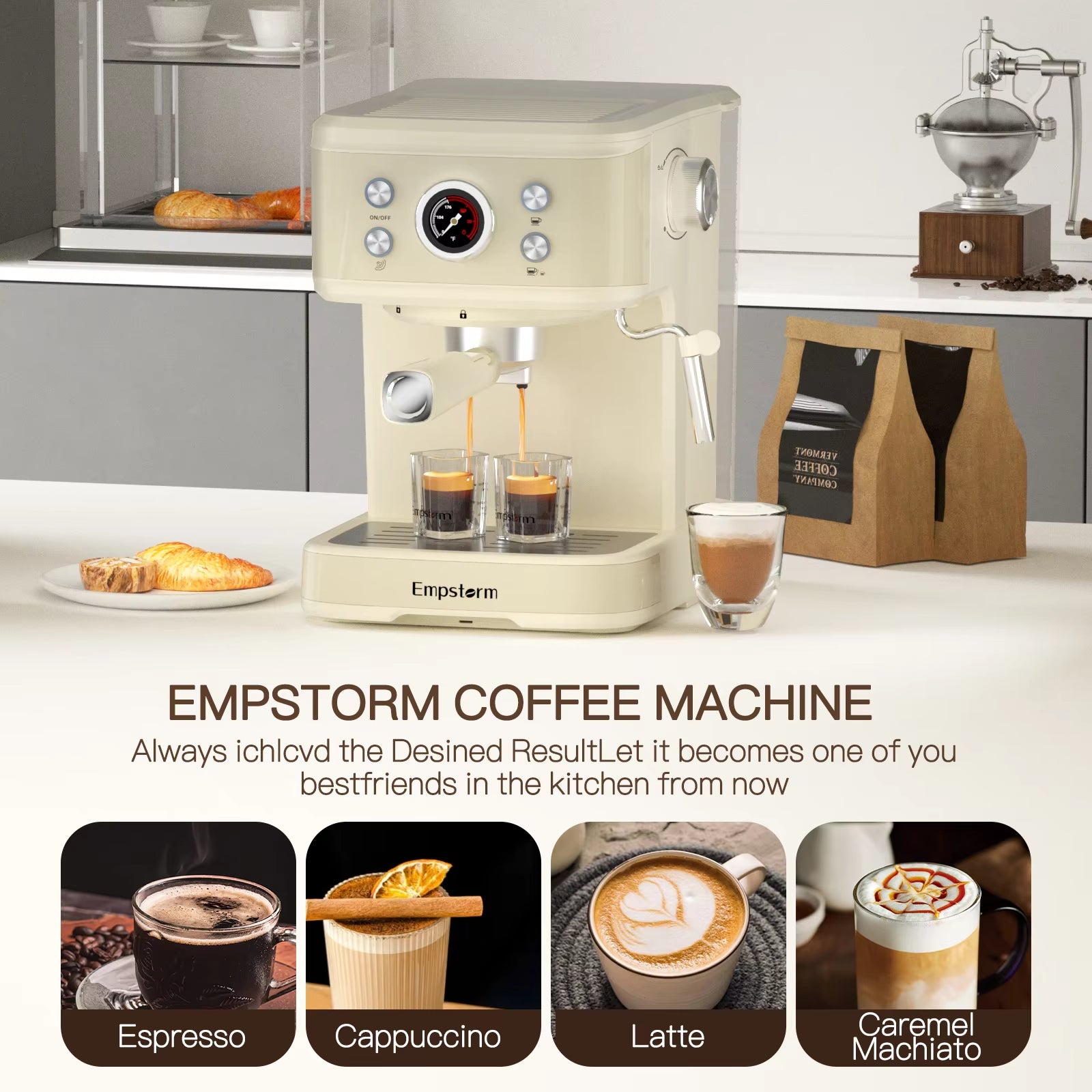 2024 New Product Professional Milk Frother Cappuccino Appliance Two in One Espresso Coffee Machine for Commercial Use