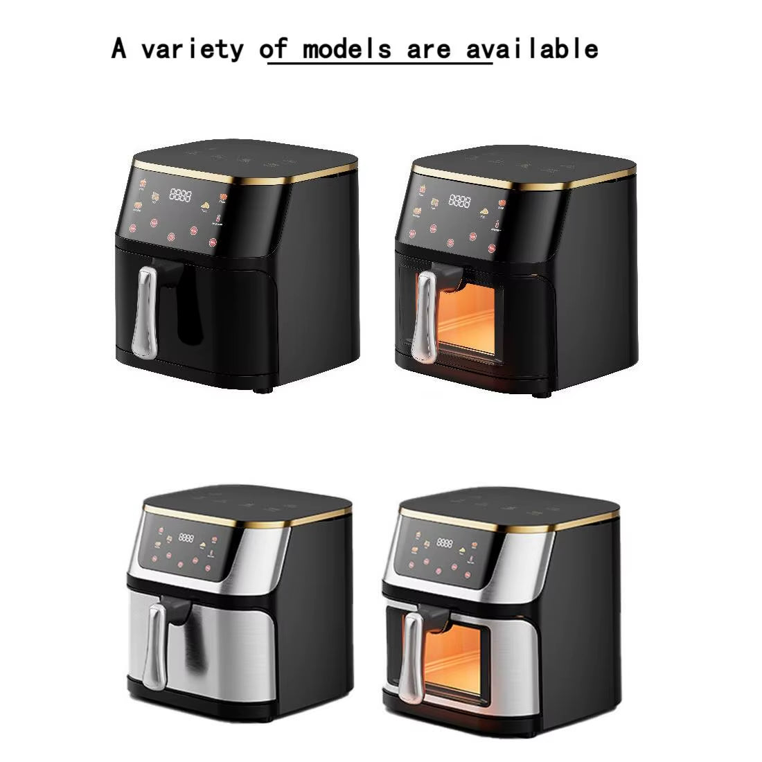 8L Silver Crest Air Fryer 8 Liter Deep Stainless Steel Square Steam Oven with Digital Control Air Fryer Oven for Household Use