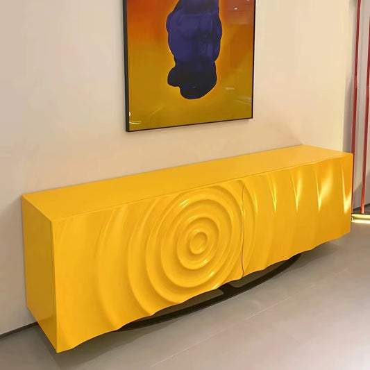 High Luxury Custom Luxury Villa Italian Designer Art Furniture Solid Wood Carved Water Ripple Sideboard