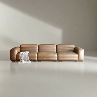 Cream Wind Leather Sofa Head Layer Cowhide Villa Large Flat Dark Color Light Color Leather Sofa Business Home Sofa