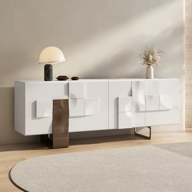Italy Luxury Design White Indoor Furniture Sideboard Buffet Cabinet with Storage with Stainless Steel Leg