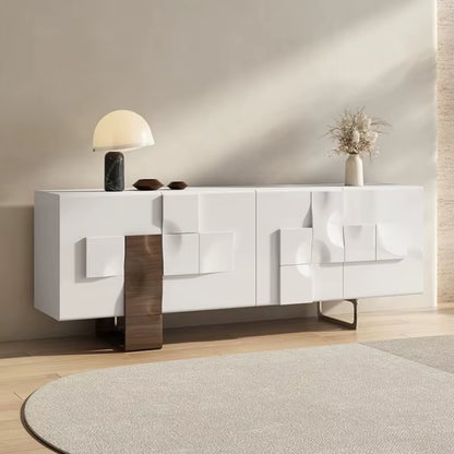 Italy Luxury Design White Indoor Furniture Sideboard Buffet Cabinet with Storage with Stainless Steel Leg