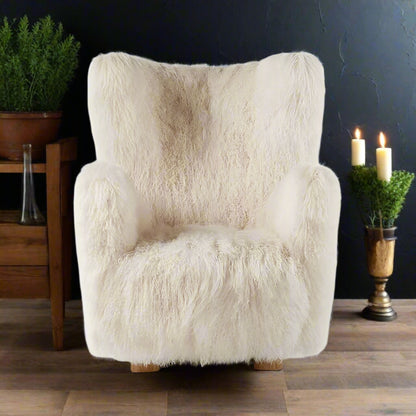 Cloudeluxe | Modern Sheepskin Lounge Chair – Teddy Fabric Armrest Sofa for Cozy Living