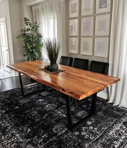 MORE DESIGN Kitchen Furniture Modern Factory Price Live Edge Slab Solid Walnut Wood Wooden Restaurant Dining Table