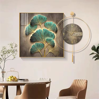 Modern Luxury Restaurant Decorative Painting Abstract Table Clock Hanging Painting Simple Living Room Mural Wall Clock