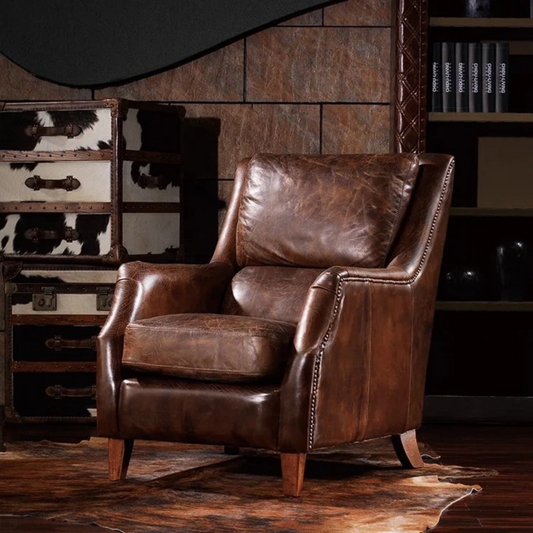 Regal Luxe | Premium Upholstered Leather Club Chair – Classic Comfort & Timeless Elegance
