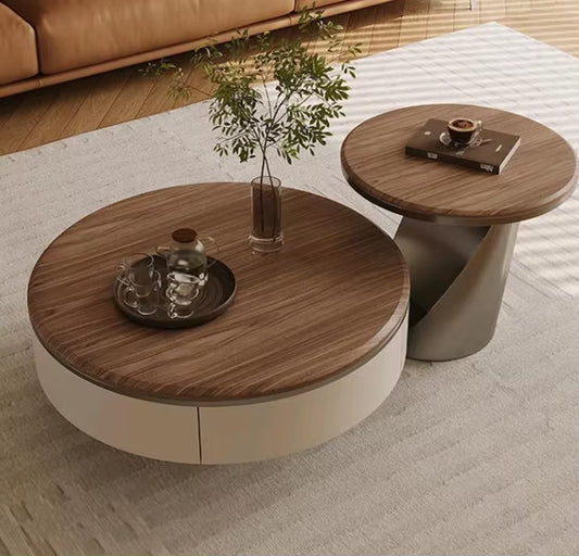 Classic Solid Wood Coffee Table Set Living Room Furniture Vintage Luxury round Coffee Table Modern Simple Design Coffee Table