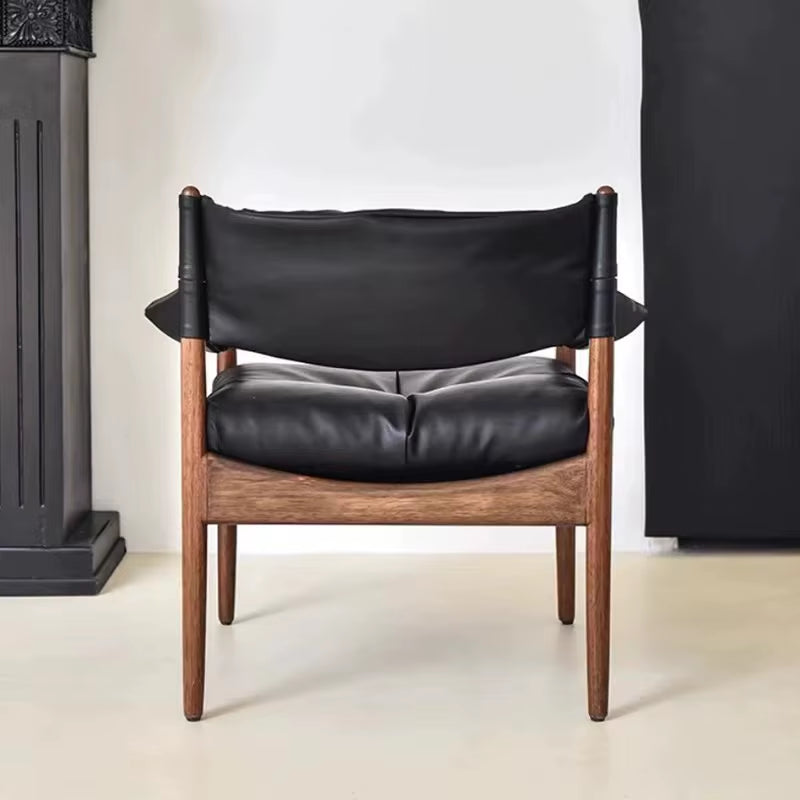 Contemporary Black Luxury Leather Modern Armchair - In Stock at Factory Outlet