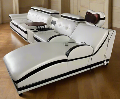 Modern Leather Electric Sofa Set – Recliner with Massage Chair & Integrated Speakers