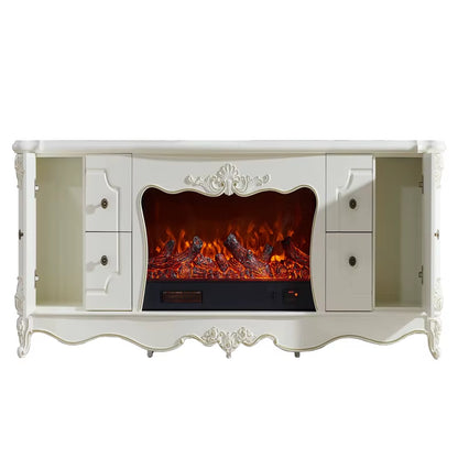 2.0M Luxurious Style White Short Electric Fireplace with Tv Stand