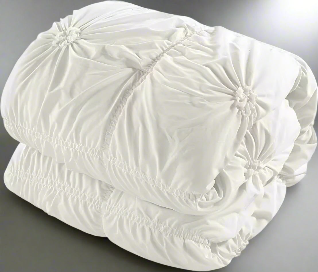 Chic Home Comforter Set Floral Pinch Pleated Ruffled Designer Embellished Bed Skirt, King, White