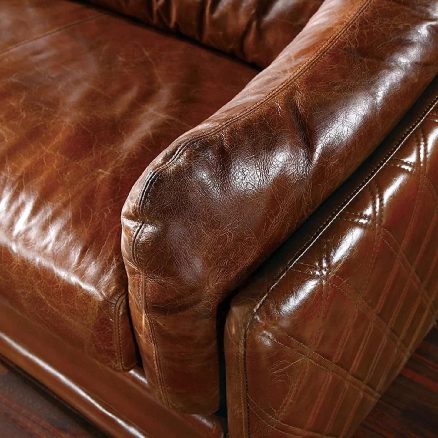 Regal Chesterfield | Genuine Brazilian Top-Grain Leather Sofa – Classic 3+2+1 Seater Elegance