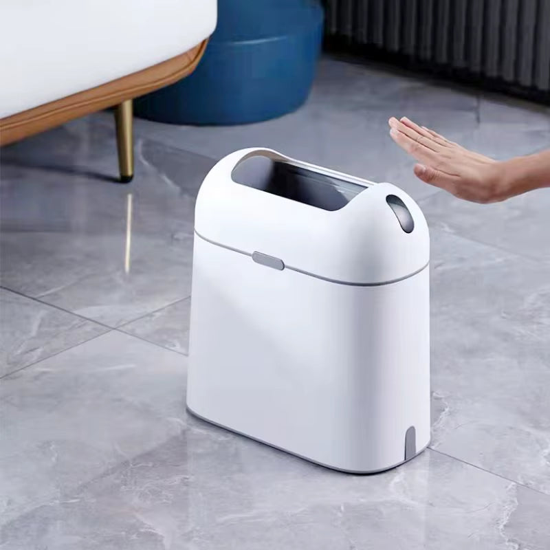 9L High-Tech Desktop Smart Garbage Bin for Kitchen Plastic Induction Trash Bin with Convenient Trash Bag Dispenser