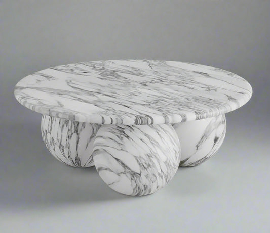 Calacatta Viola Marble Orb Base Coffee Table | Modern Sculptural Luxury