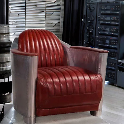 Aviator Elegance | One-Seater Vintage-Inspired Sofa set with Solid Wood Legs