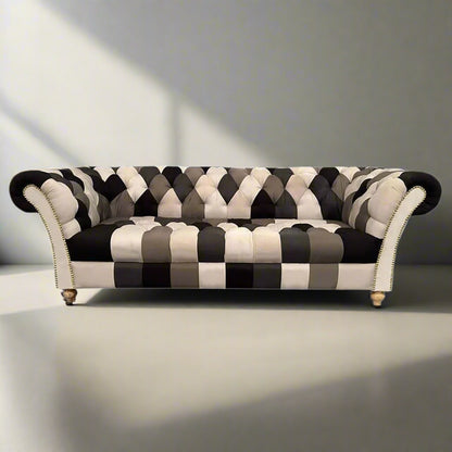 The Windsor Chesterfield | Multicolor Tufted 3-Seater Fabric Sofa