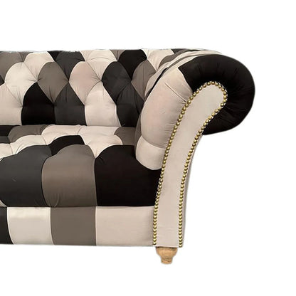 The Windsor Chesterfield | Multicolor Tufted 3-Seater Fabric Sofa