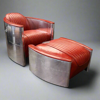 Aviator Elegance | One-Seater Vintage-Inspired Sofa set with Solid Wood Legs