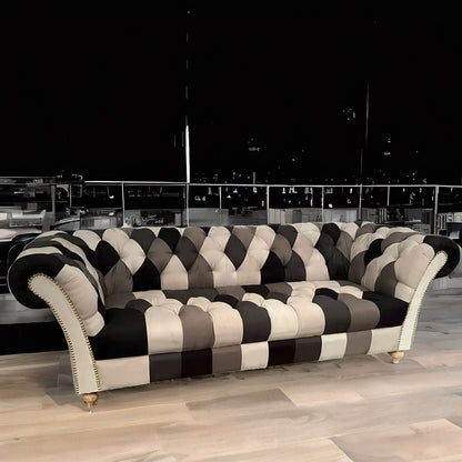 The Windsor Chesterfield | Multicolor Tufted 3-Seater Fabric Sofa