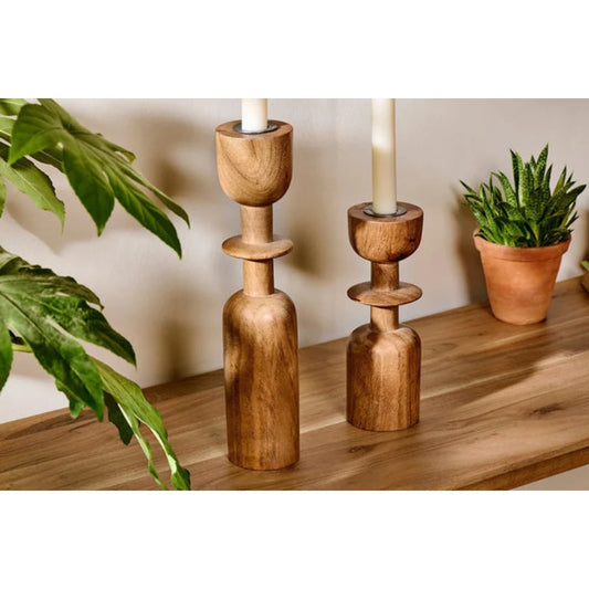 Heritage Flame | Luxury Wooden Candle Stands in Rich Brown – Timeless Elegance for Table & Home Décor