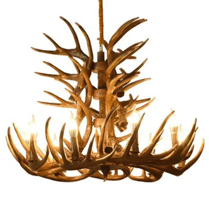 Nordic Antler | Rustic Resin Deer Horn Chandelier – Vintage Lodge-Inspired Pendant Light