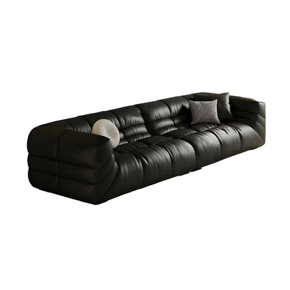 Italian Luxe | Minimalist Black Leather Sofa – Modern Elegance for Living Spaces