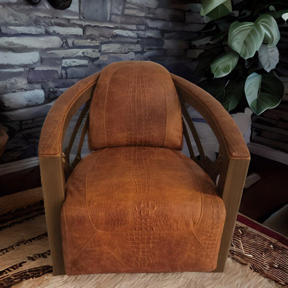 Aviator Retro Industrial Leather Chair – Vintage Loft-Style Accent Chair for Living Room & Office