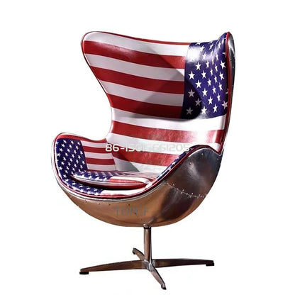 Swivel Cowhide Leather Aviation Lounge Chair – Retro Egg Chair with Fiberglass Stand - Multi colors