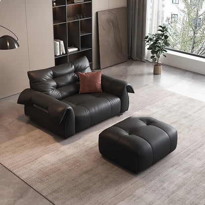 Italian Modern Swan Dip | Genuine Leather Sectional Sofa for Chic Urban Living