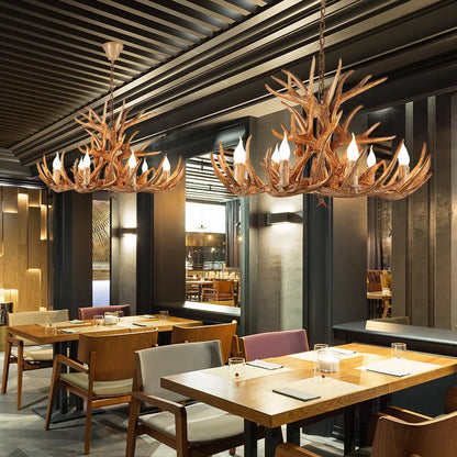 Nordic Antler | Rustic Resin Deer Horn Chandelier – Vintage Lodge-Inspired Pendant Light