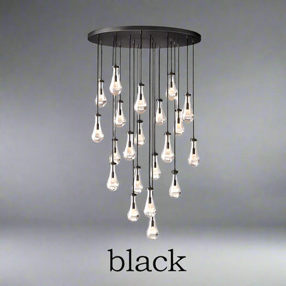Golden Droplet | Luxury Crystal Glass & Copper Chandelier for Living Room or Bar