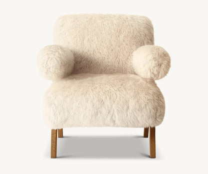 Nordic Luxe | Long-Haired Sheepskin Accent Chair – Modern Fabric Leisure Sofa for Elegant Living"