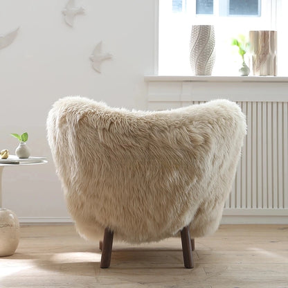Italian Luxury Sheepskin Wingback Lounge Chair – Minimalist Villa Designer Quiet Chai