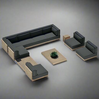 Nordic Haven | Luxury Teak Poolside Daybed & Patio Lounge Set – Contemporary Outdoor Sofa Furniture