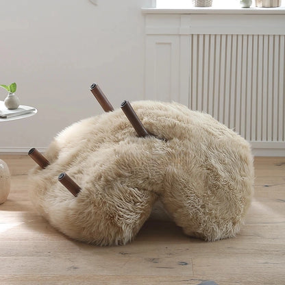 Italian Luxury Sheepskin Wingback Lounge Chair – Minimalist Villa Designer Quiet Chai