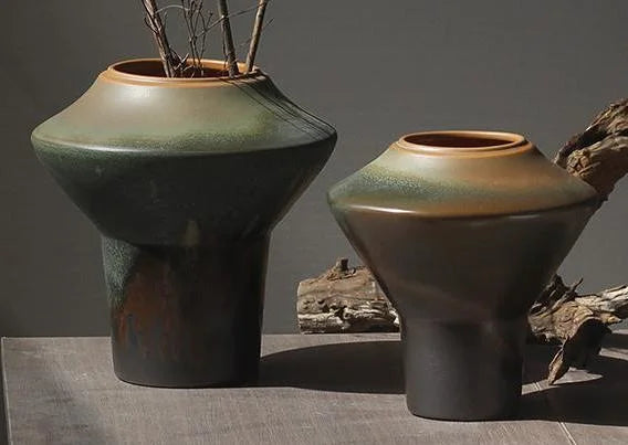 Rustic Zen | Handcrafted Coarse Ceramic Retro Vase – Timeless Earthenware Accent for Elegant Décor"