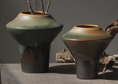 Rustic Zen | Handcrafted Coarse Ceramic Retro Vase – Timeless Earthenware Accent for Elegant Décor"