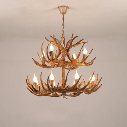 Nordic Antler | Rustic Resin Deer Horn Chandelier – Vintage Lodge-Inspired Pendant Light